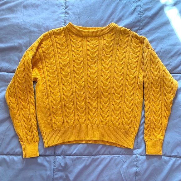 Mustard/Yellow Cable Knit Sweater - Picture 1 of 2